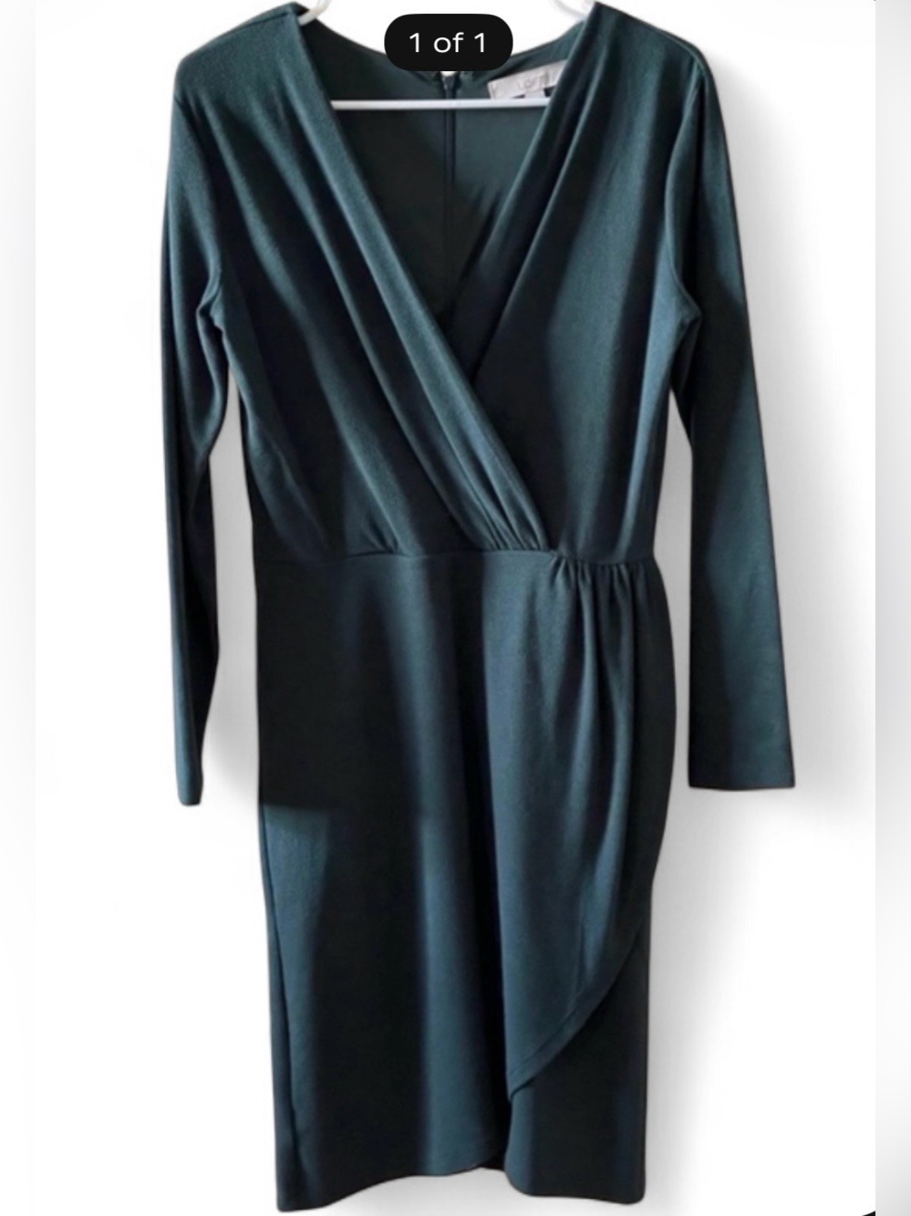 LOFT Wrap Sheath Dress V-Neck Long Sleeves Green Size 6